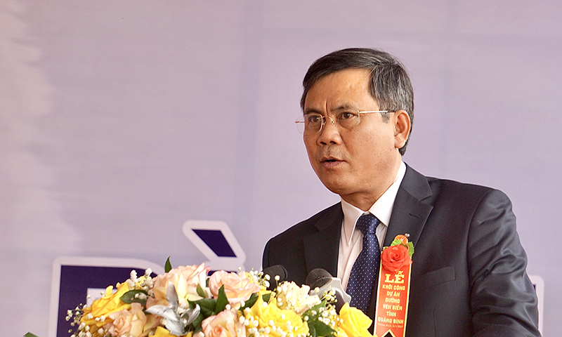 Đồng chí Chủ tịch UBND tỉnh Trần Thắng phát biểu tại lễ khởi công dự án.