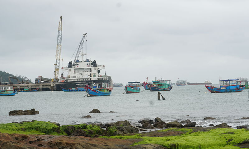Tàu, thuyền cập cảng Hòn La (xã Quảng Đông, Quảng Trạch) để trao đổi hàng hóa, buôn bán hải sản.