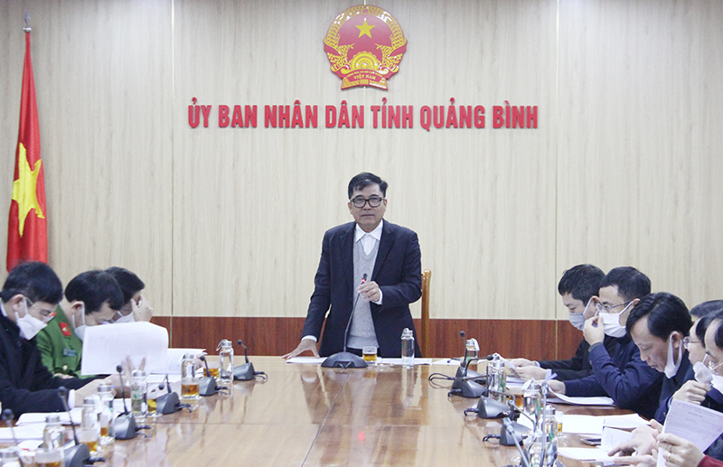 Đồng chí Phó Chủ tịch Thường trực UBND tỉnh Đoàn Ngọc Lâm phát biểu đặt vấn đề tại cuộc họp.