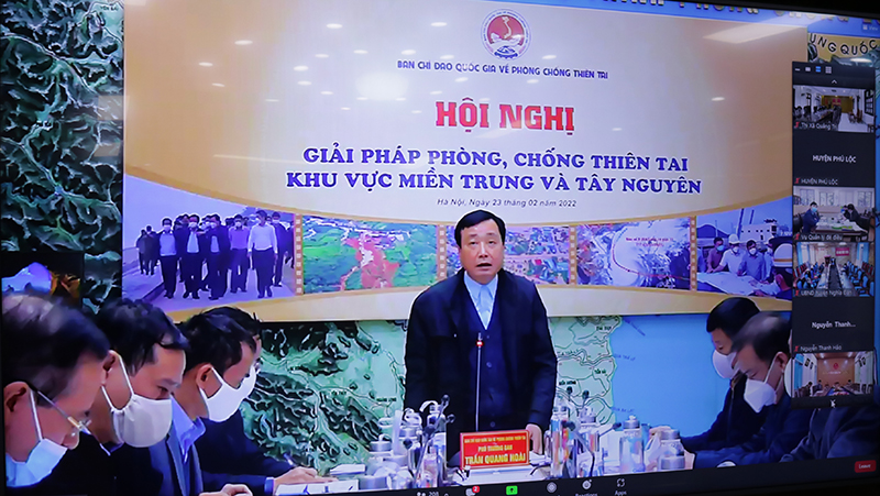 Đồng chí Trần Quang Hoài, Phó Trưởng ban Chỉ đạo Quốc gia về phòng, chống thiên tai phát biểu kết luận cuộc họp.