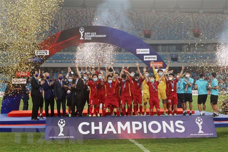 U23 Việt Nam đăng quang ngôi vô địch Giải U23 Đông Nam Á 2022. (Ảnh: TTXVN phát)