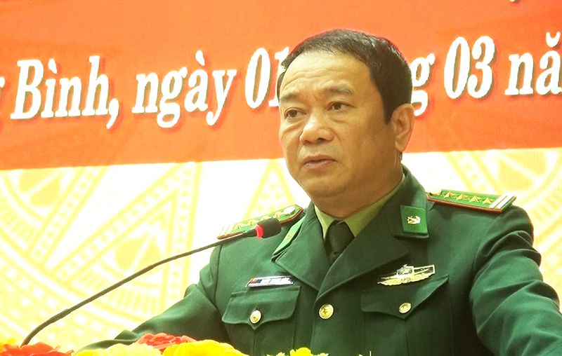 Đại tá Trịnh Thanh Bình, Chỉ huy trưởng BĐBP Quảng Bình phát biểu quán triệt mệnh lệnh huấn luyện năm 2022.