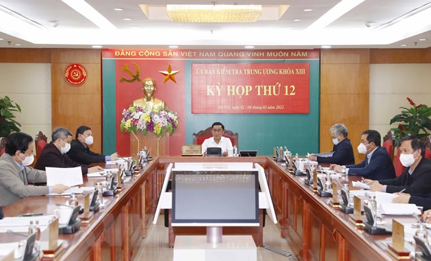 Chủ nhiệm Ủy ban Kiểm tra Trung ương Trần Cẩm Tú chủ trì kỳ họp. (Ảnh: Phương Hoa/TTXVN)