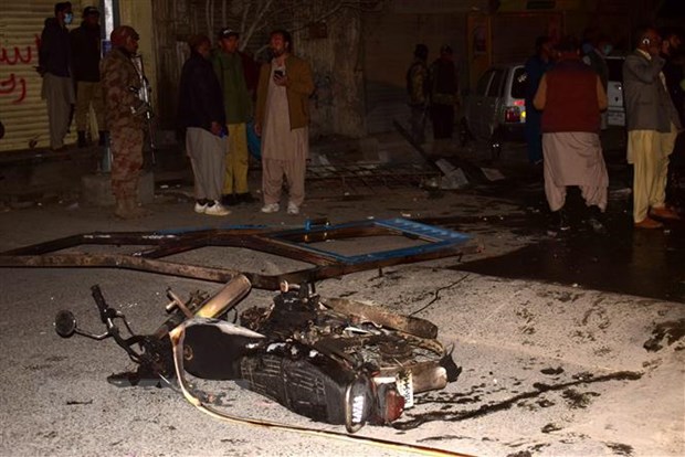 Hiện trường một vụ nổ tại Quetta, Pakistan, ngày 2/3/2022. (Ảnh: THX/TTXVN)