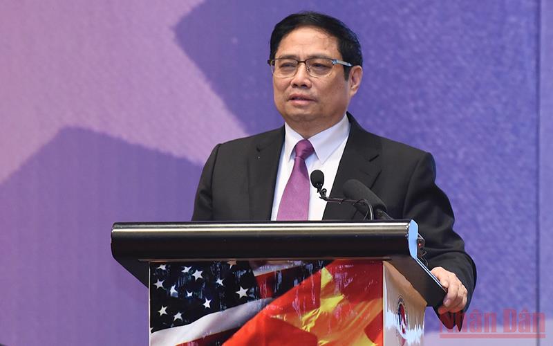   Thủ tướng Phạm Minh Chính phát biểu tại Hội nghị Thượng đỉnh Kinh doanh Việt Nam-Hoa Kỳ 2022.