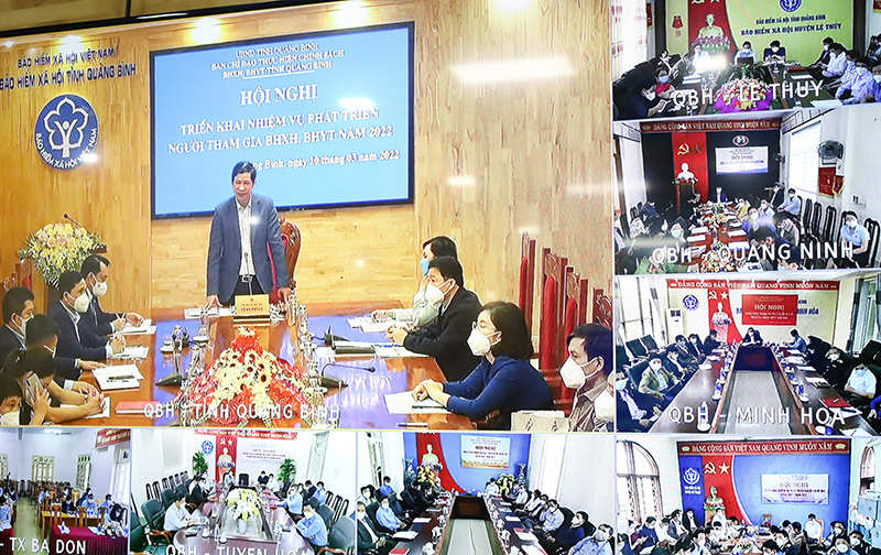 Các đại biểu tham dự hội nghị tại các điểm cầu BHXH các huyện, thị xã, thành phố.