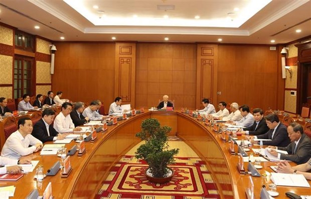 Tổng Bí thư Nguyễn Phú Trọng chủ trì một cuộc họp Thường trực Ban Chỉ đạo Trung ương về phòng, chống tham nhũng hồi năm ngoái. (Ảnh: Trí Dũng/TTXVN)