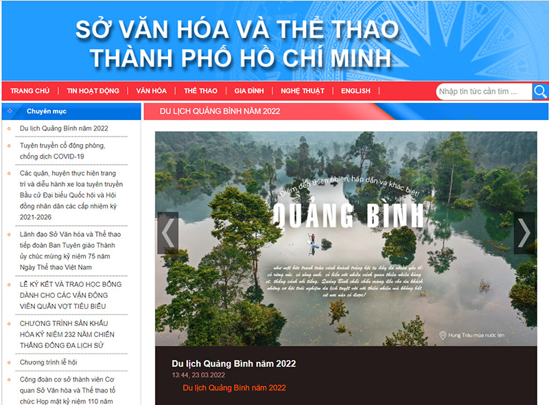 Du lịch Quảng Bình được quảng bá trên các website...