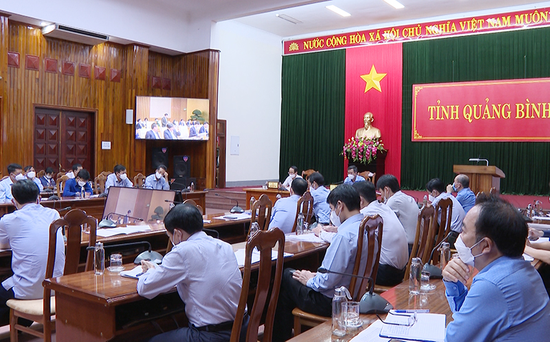 Toàn cảnh hội nghị tại điểm cầu tỉnh Quảng Bình.
