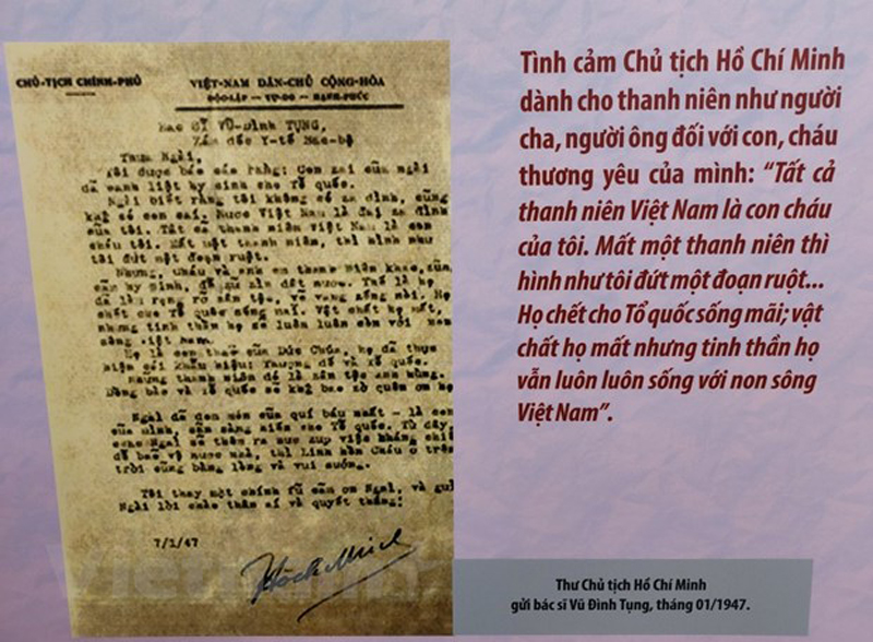 Bức thư của Chủ tịch Hồ Chí Minh gửi bác sỹ Vũ Đình Tụng. (Ảnh: Minh Thu/Vietnam+)