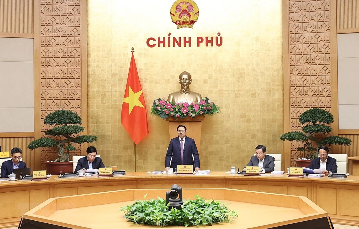 Thủ tướng Phạm Minh Chính chủ trì Phiên họp Chính phủ thường kỳ tháng 3. (Ảnh: Dương Giang/TTXVN)