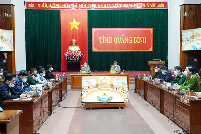 Các đại biểu dự hội nghị ở điểm cầu tỉnh Quảng Bình.