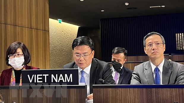 Thứ trưởng Phạm Quang Hiệu phát biểu tại phiên thảo luận Hội đồng Chấp hành lần thứ 214 UNESCO. (Ảnh: TTXVN)