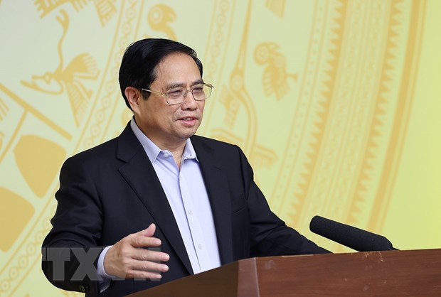 Thủ tướng Phạm Minh Chính phát biểu tại phiên họp lần thứ 14 Ban Chỉ đạo quốc gia phòng, chống dịch COVID-19. (Ảnh: Dương Giang/TTXVN)