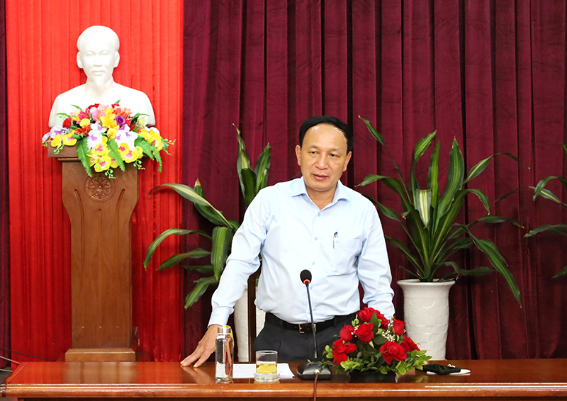 Đồng chí Phó Bí thư Thường trực Tỉnh ủy Trần Hải Châu phát biểu kết luận buổi làm việc.