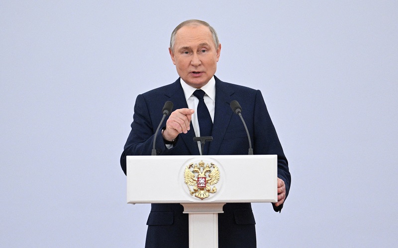 Tổng thống Nga Vladimir Putin phát biểu tại Điện Kremlin, Moskva, Nga, ngày 26/4/2022. (Ảnh: Sputnik/Điện Kremlin/Reuters)