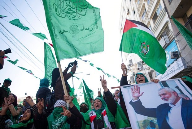 Những người ủng hộ phong trào Hồi giáo Hamas. (Ảnh: AFP)