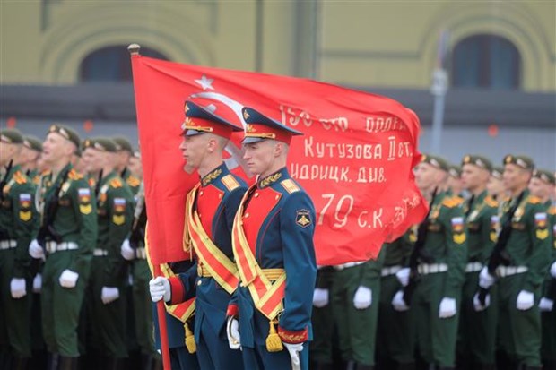 Lễ duyệt binh kỷ niệm 76 năm Ngày Chiến thắng phátxít tại thủ đô Moskva (Nga), ngày 9/5/2021. (Ảnh: Trần Hiếu/TTXVN)