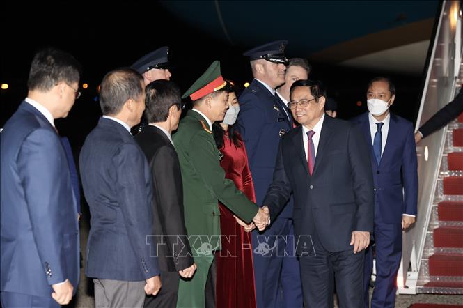 Thủ tướng Chính phủ Phạm Minh Chính đến Washington D.C.(Hoa Kỳ). Ảnh: Dương Giang/TTXVN