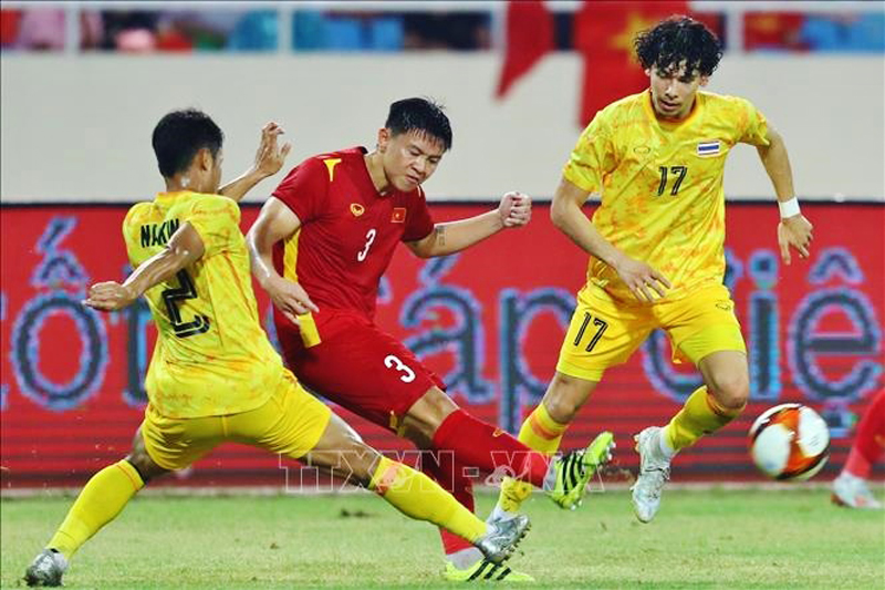 Thái Lan luôn là thử thách lớn nhất tại SEA Games đối với bóng đá Việt Nam. Ảnh: TTXVN