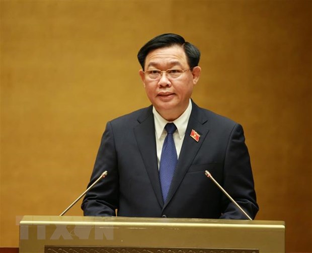 Chủ tịch Quốc hội Vương Đình Huệ phát biểu khai mạc kỳ họp. (Ảnh: Phương Hoa/TTXVN)