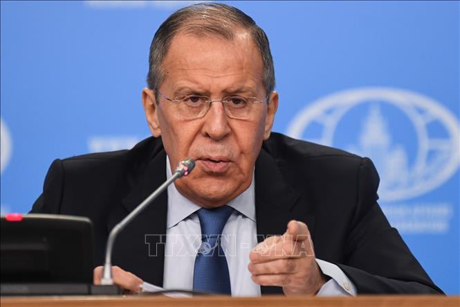 Ngoại trưởng Nga Sergey Lavrov phát biểu tại một cuộc họp báo ở Moskva ngày 17/1/2020. Ảnh: AFP/TTXVN