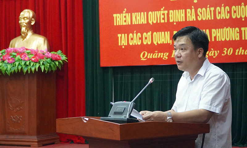  Đồng chí Nguyễn Thanh Long, Phó trưởng ban Thường trực Ban Nội chính Tỉnh ủy, Phó trưởng đoàn rà soát 649 công bố quyết định và kế hoạch rà soát