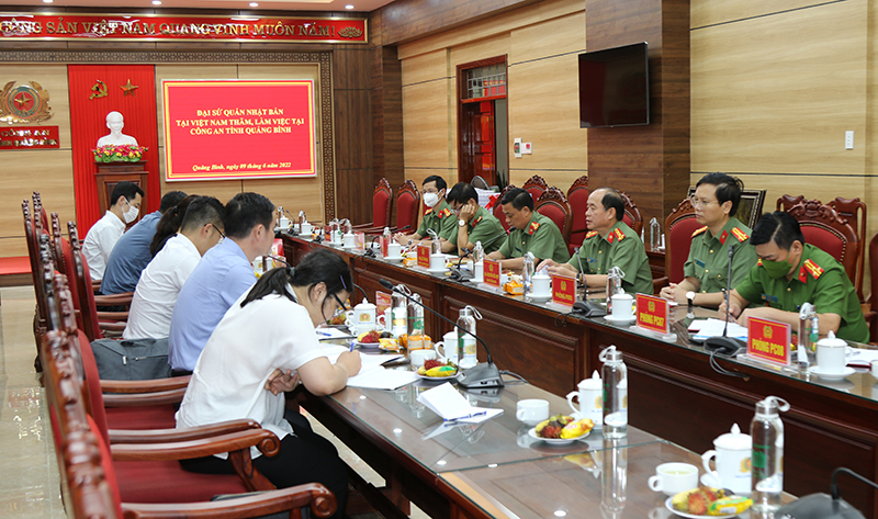 Đoàn công tác của Đại sứ quán Nhật Bản tại Việt Nam thăm, làm việc với Công an tỉnh Quảng Bình