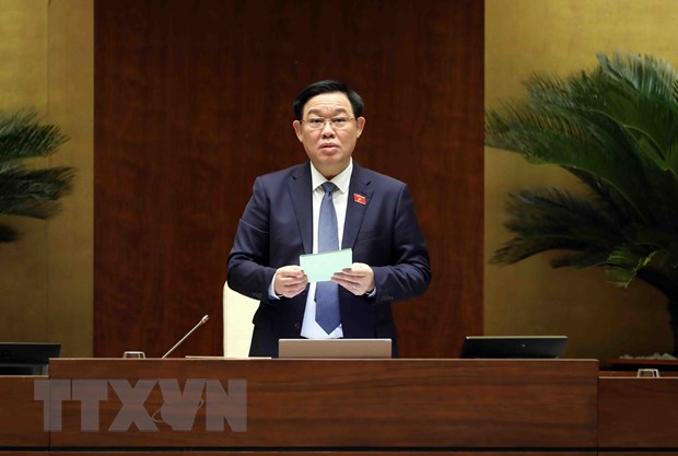 Chủ tịch Quốc hội Vương Đình Huệ phát biểu kết thúc chất vấn nhóm vấn đề. (Ảnh: An Đăng/TTXVN)