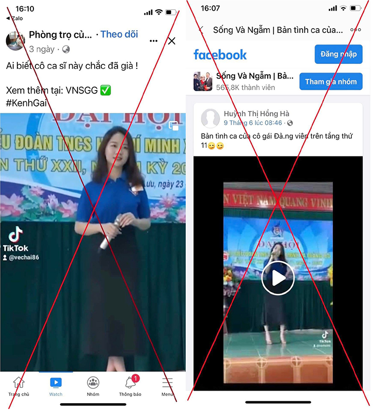 Hình ảnh bị gán ghép, thông tin sai sự thật về chị N.T.C.V lan truyền trên các trang mạng xã hội