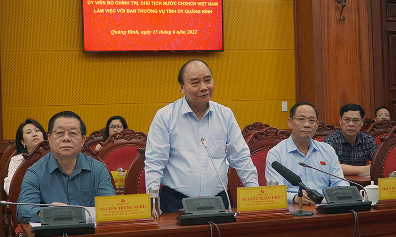 Đồng chí Chủ tịch nước Nguyễn Xuân Phúc phát biểu chỉ đạo tại buổi làm việc