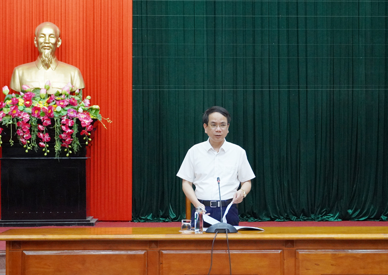 Đồng chí Phó Chủ tịch UBND tỉnh Phan Mạnh Hùng phát biểu kết luận cuộc họp.