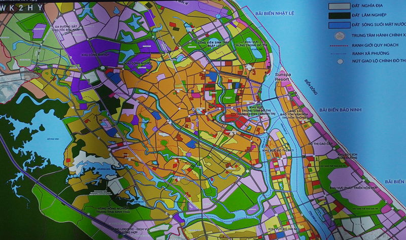 Bản đồ quy hoạch sử dụng đất thành phố Đồng Hới và vùng phụ cận từ năm 2021 đến năm 2045 tỷ lệ 1/10.000.
