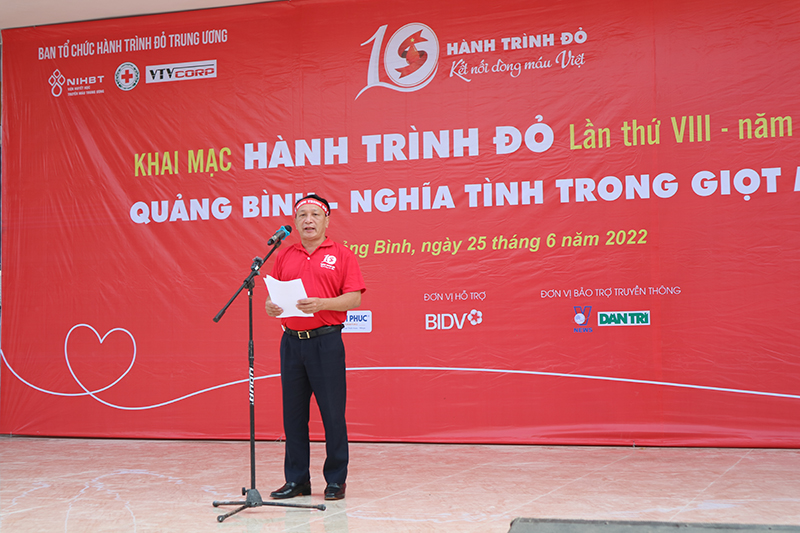 Đồng chí Trần Hải Châu, Phó Bí thư Thường trực Tỉnh ủy, Chủ tịch HĐND tỉnh (Chủ tịch danh dự Hội Chữ thập đỏ khóa VII) đã phát biểu khai mạc chương trình “Hành trình đỏ-Kết nối dòng máu Việt” lần thứ VIII, năm 2022”.