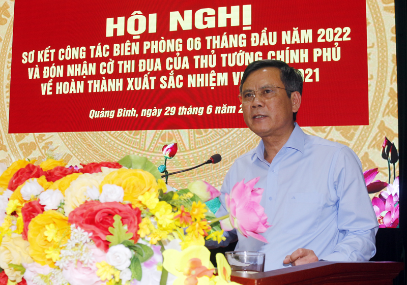 Đồng chí Chủ tịch UBND tỉnh Trần Thắng ghi nhận những kết quả lực lượng BĐBP tỉnh đạt được trong 6 tháng đầu năm.