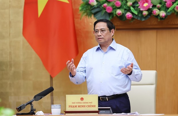 Thủ tướng Phạm Minh Chính kết luận Hội nghị Chính phủ với các địa phương. (Ảnh: Dương Giang/TTXVN)