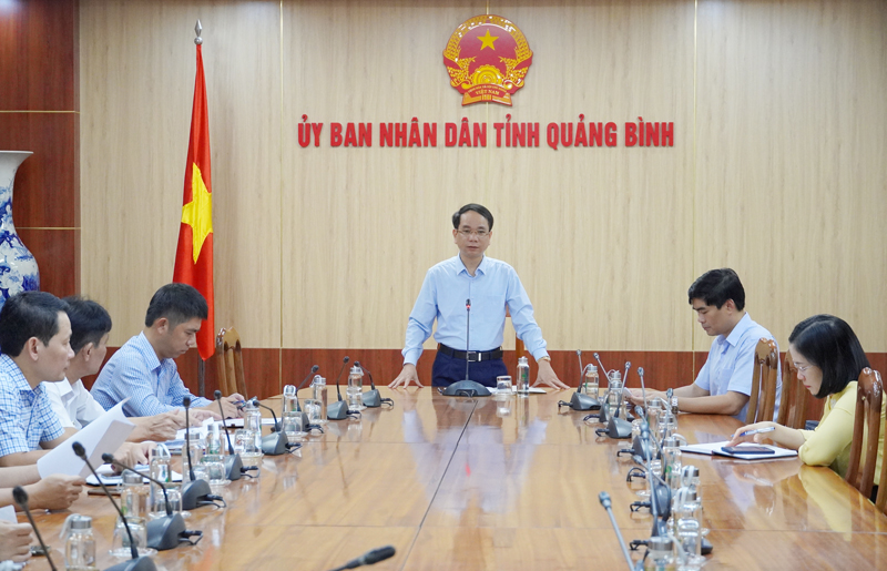 Đồng chí Phó Chủ tịch UBND tỉnh Phan Mạnh Hùng phát biểu tại buổi làm việc.