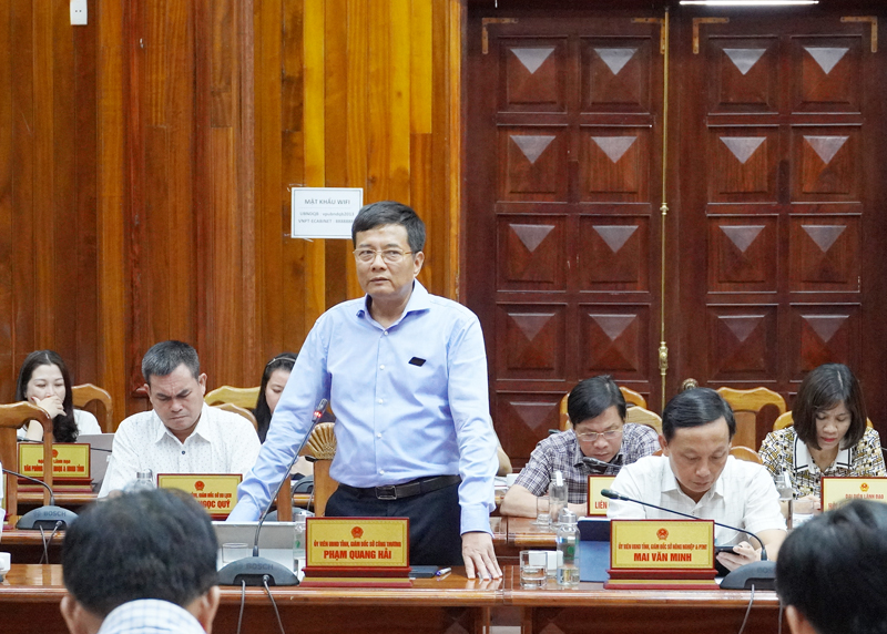 Đồng chí Giám đốc Sở Công Thương Phạm Quang Hải phát biểu tại phiên họp.