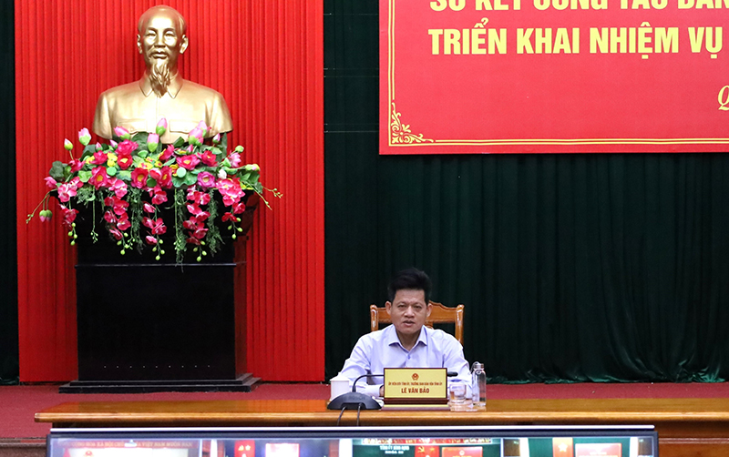 Đồng chí Trưởng ban Dân vận Tỉnh ủy Lê Văn Bảo dự hội nghị tại điểm cầu Quảng Bình.