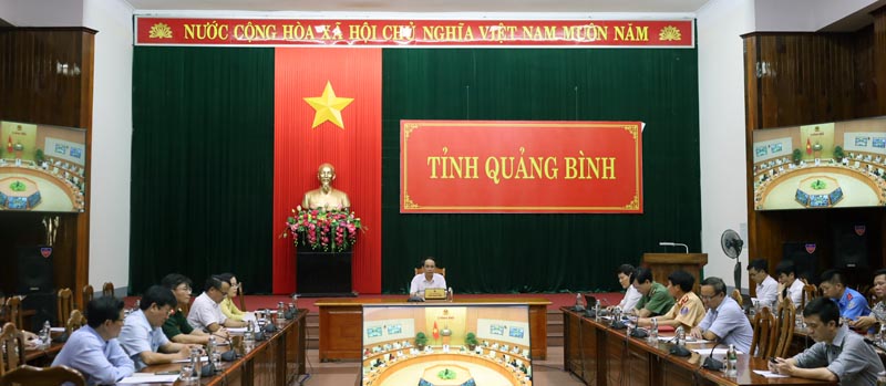 Quang cảnh hội nghị tại điểm cầu trực tuyến Quảng Bình.   