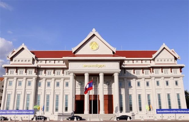 Toàn cảnh Tòa nhà Quốc hội mới của Lào, quà tặng của Đảng, Nhà nước và nhân dân Việt Nam tặng Đảng, Nhà nước và nhân dân Lào. (Ảnh: Phạm Kiên/TTXVN)