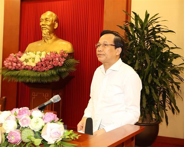 Bộ trưởng Bộ Lao động-Thương binh và Xã hội Đào Ngọc Dung phát biểu tại buổi gặp mặt. (Ảnh: Trí Dũng/TTXVN)
