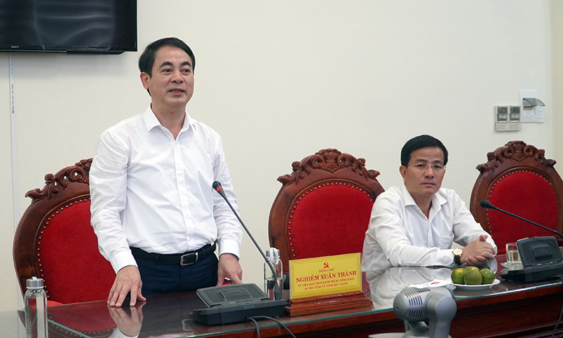 Đồng chí Bí thư Tỉnh ủy Hậu Giang Nghiêm Xuân Thành phát biểu tại buổi làm việc