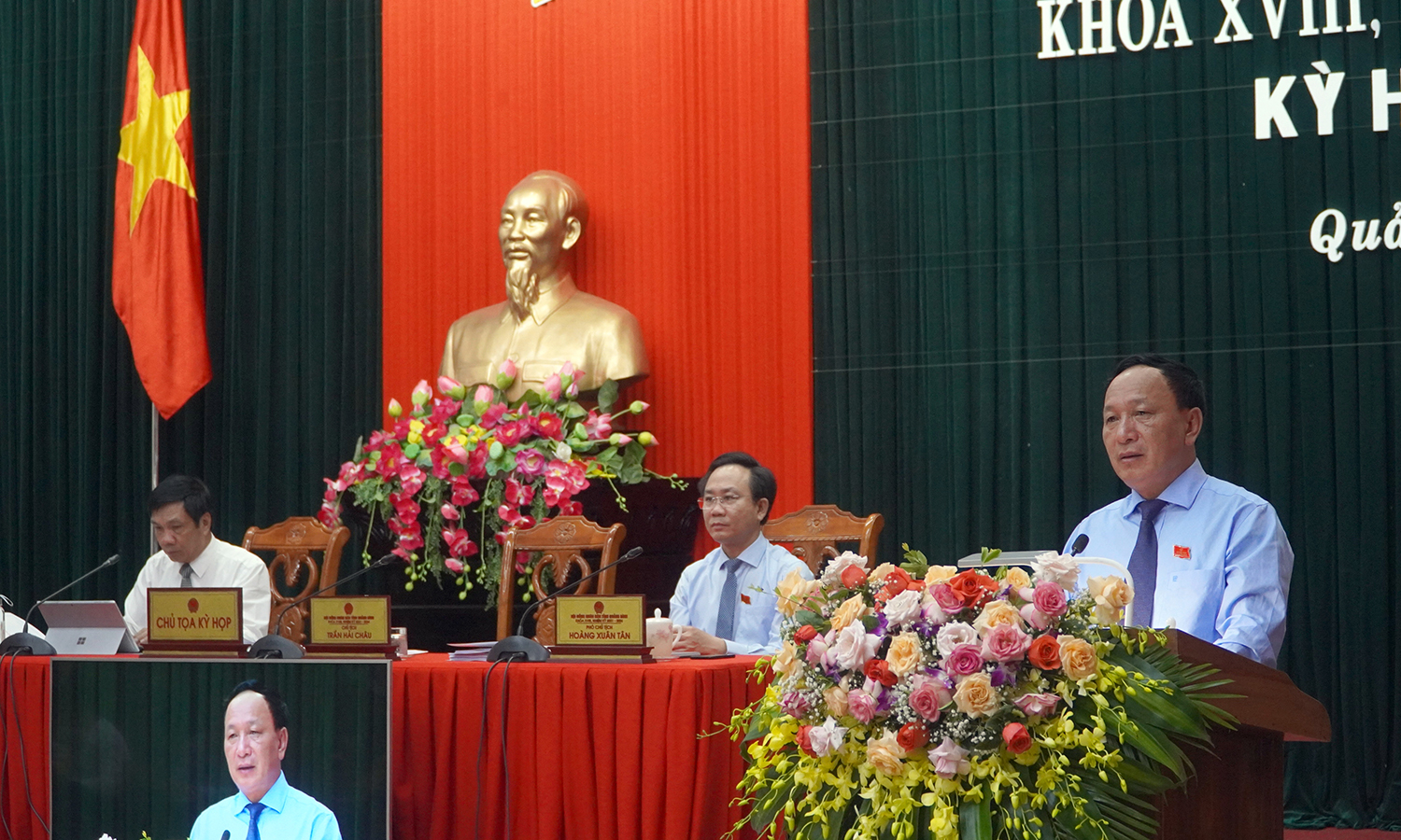 Đồng chí Trần Hải Châu, Phó Bí thư Thường trực Tỉnh ủy, Chủ tịch HĐND tỉnh phát biểu bế mạc kỳ họp
