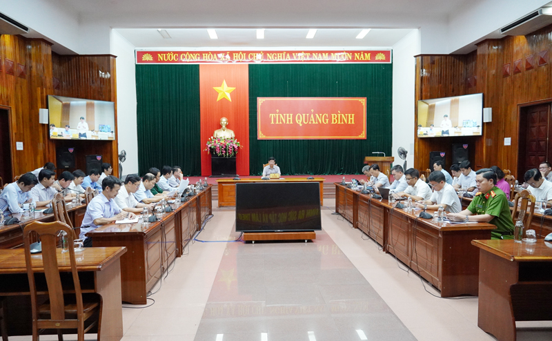 Quang cảnh hội nghị tại điểm cầu tỉnh Quảng Bình.