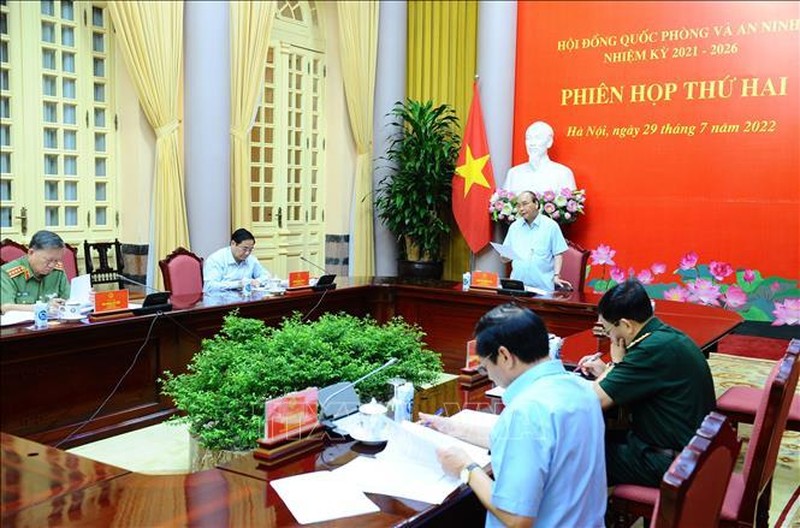Chủ tịch nước Nguyễn Xuân Phúc phát biểu chỉ đạo tại phiên họp. (Ảnh: TTXVN)