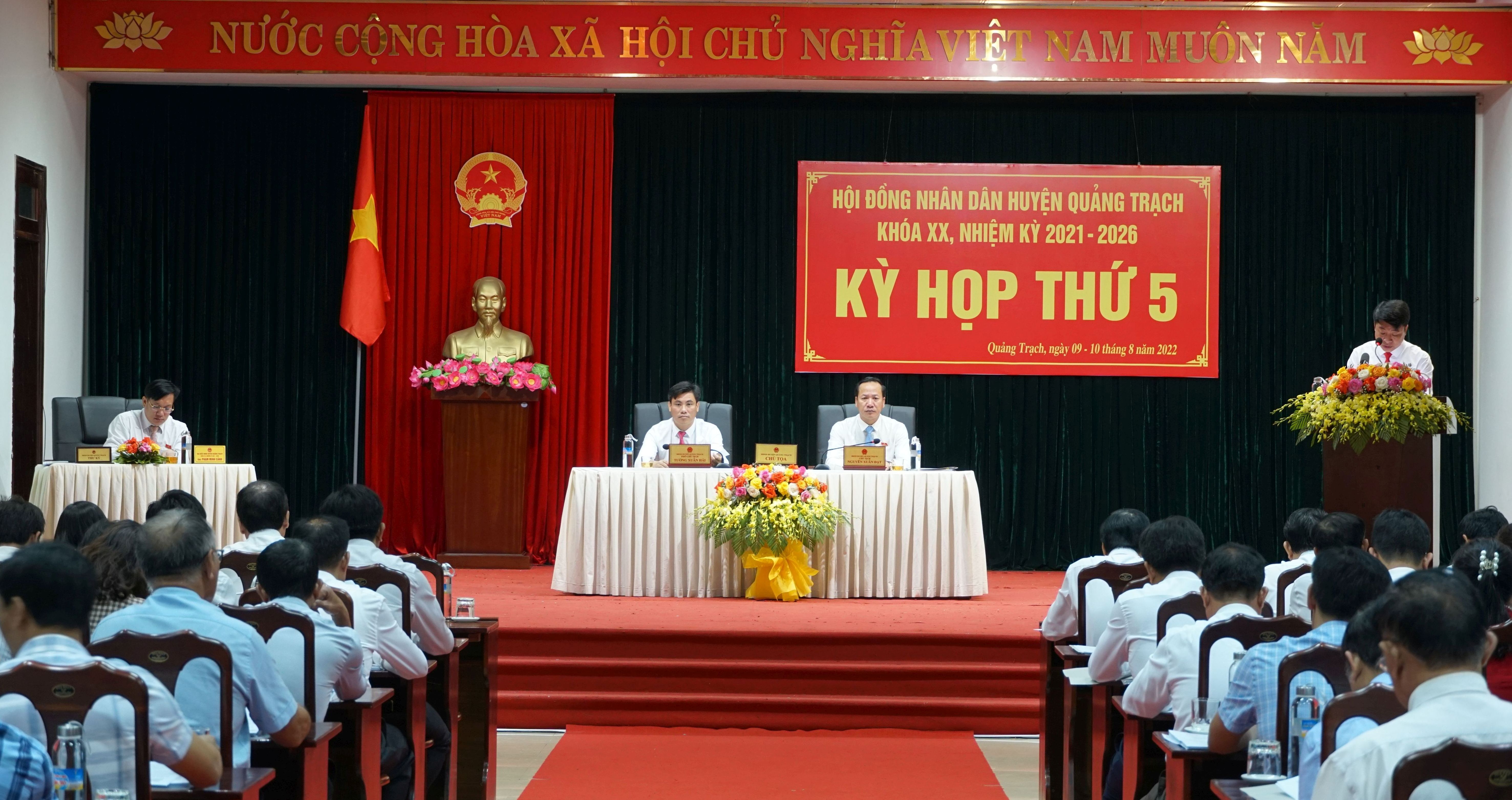 HĐND huyện Quảng Trạch khóa XX tổ chức kỳ họp thứ 5