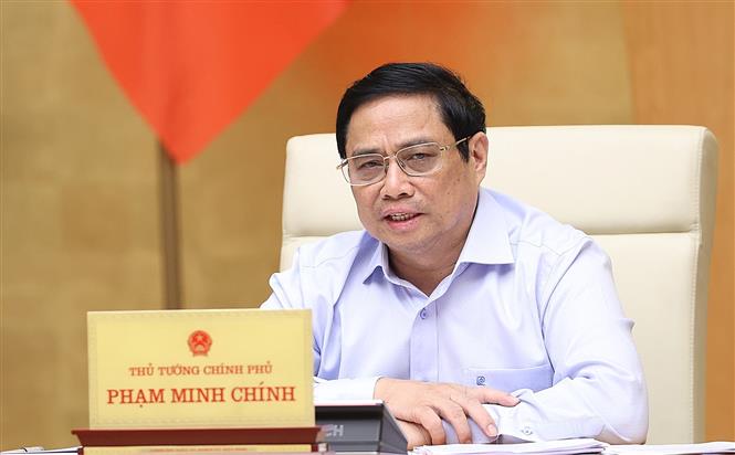 Thủ tướng Phạm Minh Chính điều hành phiên họp. Ảnh: Dương Giang/TTXVN