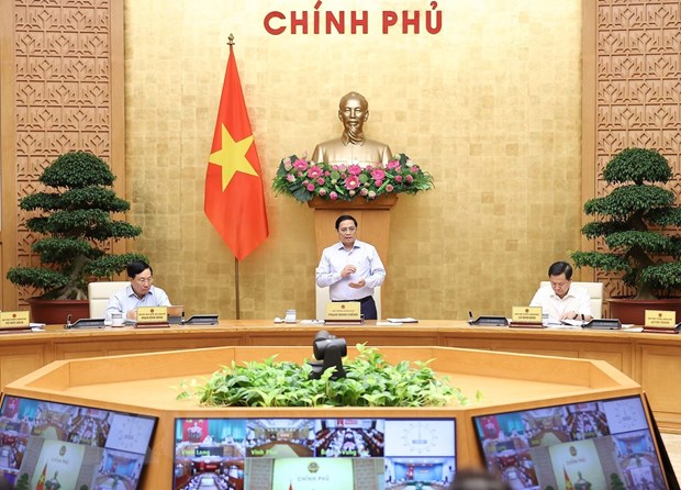 Thủ tướng Phạm Minh Chính chủ trì Phiên họp Chính phủ thường kỳ tháng 7 năm 2022. (Ảnh: Dương Giang/TTXVN)