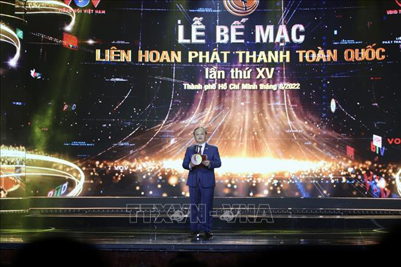 Tổng Giám đốc Đài Tiếng nói Việt Nam Đỗ Tiến Sỹ phát biểu bế mạc Liên hoan Phát thanh toàn quốc lần thứ 15 -2022. Ảnh: Thanh Vũ/TTXVN